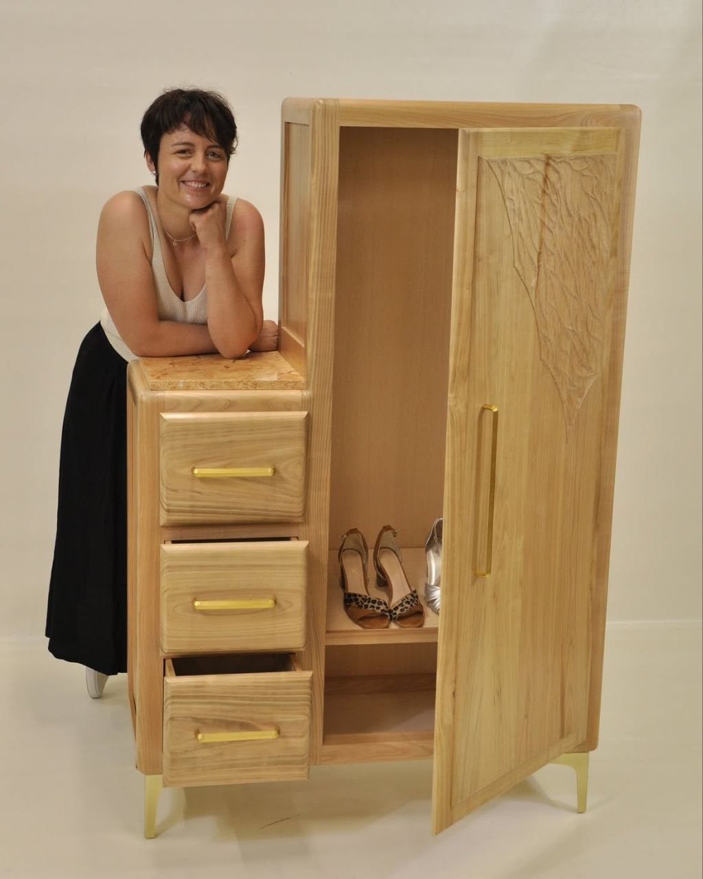 Meuble d’entrée en bois réalisé sur mesure